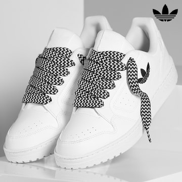 Adidas Originals - Zapatillas NY 90 White Core Black x Superlaced grandes cordones blancos y negros