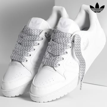 Adidas Originals - Zapatillas NY 90 Cloud White Core Black x Superlaced grandes cordones grises