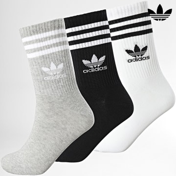 Adidas Originals - Set di 3 paia di calzini IL5023 bianco nero grigio erica