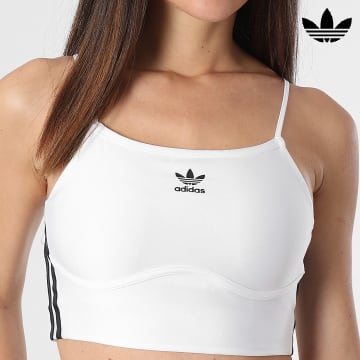 Adidas Originals - Women's 3 Stripes Crop Bandeau Tank Top IN8365 Blanco