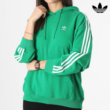 Adidas Originals - Felpa con cappuccio oversize a 3 strisce da donna IN8398 Verde