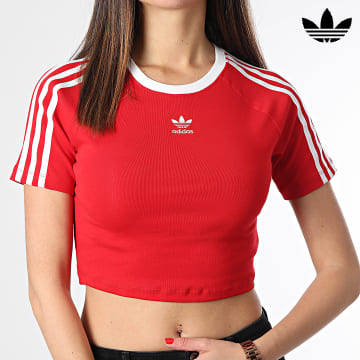 Adidas Originals - Maglietta donna 3 strisce Baby Crop IP0665 Rosso