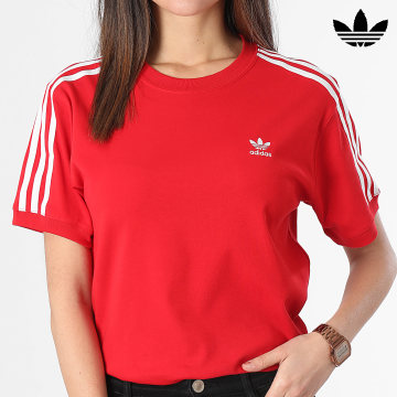 Adidas Originals - Camiseta 3 Rayas Mujer IR8050 Rojo