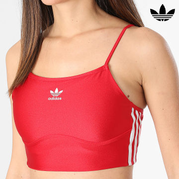 Adidas Originals - Women's 3 Stripes Crop Bandeau Tank Top IN8359 Rojo