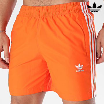 Adidas Originals - Short De Bain A Bandes Originals 3 Stripes IT8657 Orange