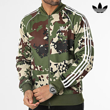 Adidas Originals - Veste Zippée A Bandes Camo IS0252 Vert Kaki Camouflage