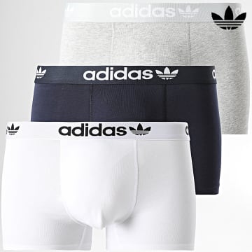 Adidas Originals - Lot De 3 Boxers 4A1M56 Blanc Bleu Marine Gris Chiné