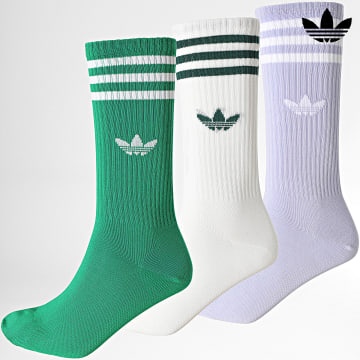 Adidas Originals - 3 paia di calzini U20121 Bianco Verde Lila
