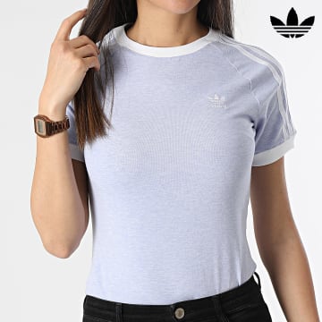 Adidas Originals - Camiseta de rayas para mujer IR8108 Heather Purple