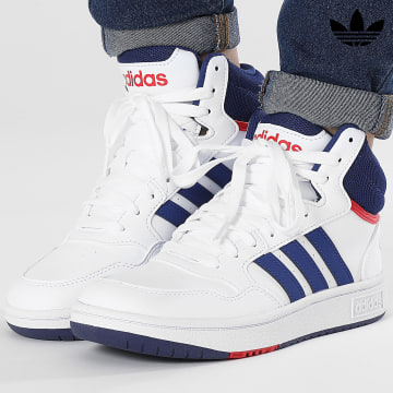 Adidas Originals - Zapatillas Mujer Hoops 3.0 Mid K GZ9647 Cloud White Victory Blue Better Scarlet