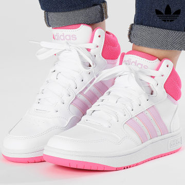 Adidas Originals - Zapatillas Mujer Hoops 3.0 Mid K IF2722 Cloud White Pink