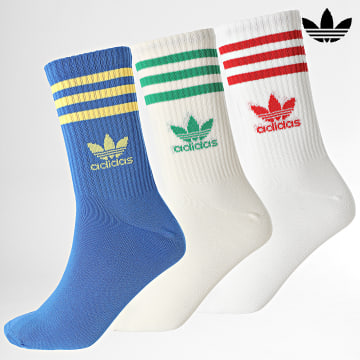 Adidas Originals - Lot De 3 Paires De Chaussettes Crew Sock IX7512 Blanc Bleu Roi