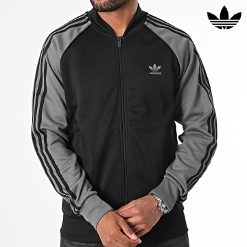 Adidas Originals - Veste Zippée A Bandes IY9858 Noir Gris