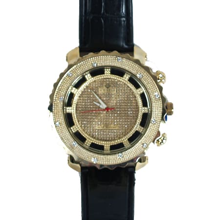 Montre Femme Bling - Cadran Rose, Bracelet Noir, Strass, Mouvement Quartz, Occasion Très Bon état