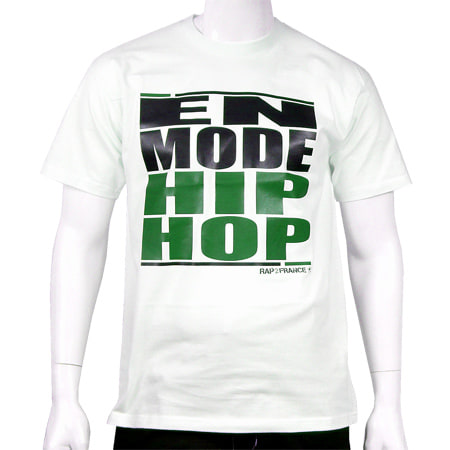 Rap2France - Tee shirt Rap2France Blanc En Mode HipHop typo verte