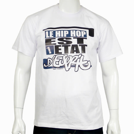 Rap2France - Tee shirt Rap2France Blanc Esprit typo bleue