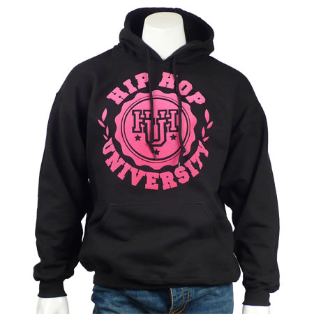 Hip Hop University - Sweat Capuche Hip Hop University Classic noir logo rose