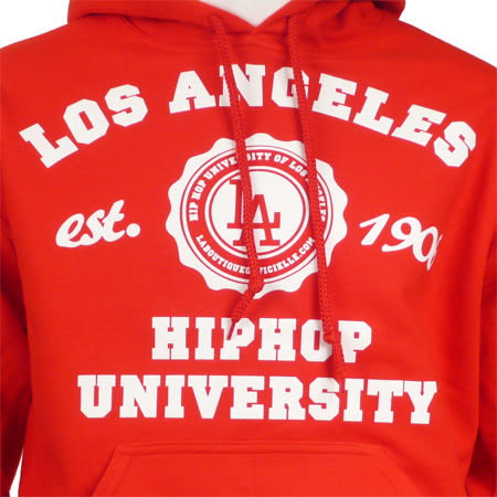 Hip Hop University - Sweat Capuche Hip Hop University Los Angeles rouge logo blanc