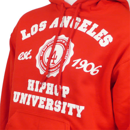 Hip Hop University - Sweat Capuche Hip Hop University Los Angeles rouge logo blanc