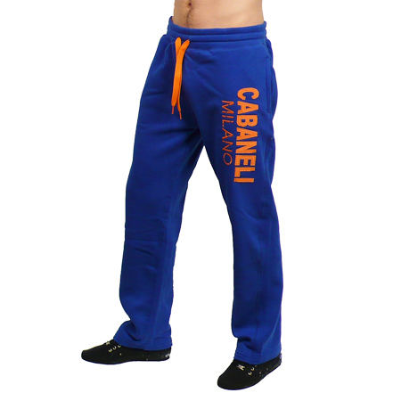 Cabaneli Pantalon Jogging Cabaneli PL03 Bleu Turquoise Typo Orange Ryses