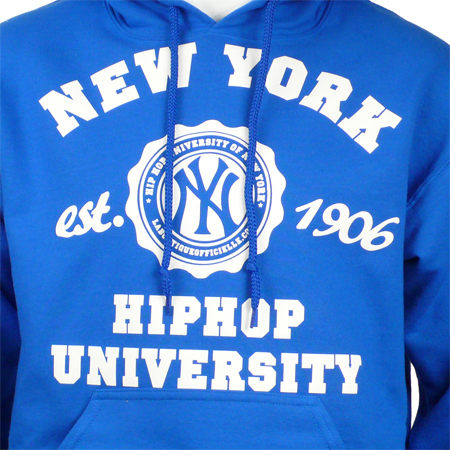 Hip Hop University - Sweat Capuche Hip Hop University New York bleu logo blanc