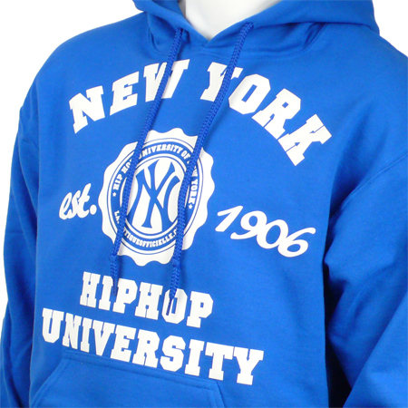 Hip Hop University - Sweat Capuche Hip Hop University New York bleu logo blanc