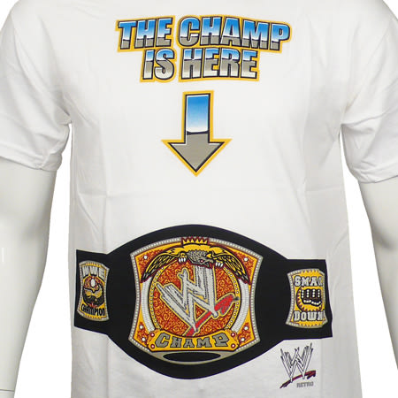 Catch WWE - Tee Shirt Catch WWE John Cena Champ Is Here Blanc