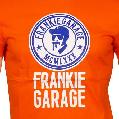 Frankie Garage - Tee Shirt Frankie Garage 6039 Orange Typo Blanc