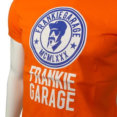 Frankie Garage - Tee Shirt Frankie Garage 6039 Orange Typo Blanc
