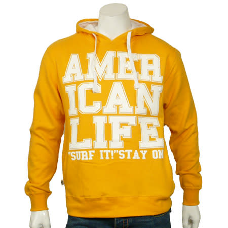 American Life - Sweat Capuche American Life H002 Jaune Typo Blanc