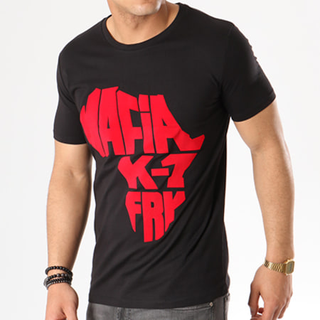 Mafia K1 Fry - Tee shirt Mafia K1 Fry Authentic Noir Typo velour Rouge
