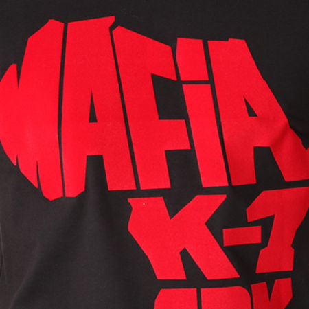 Mafia K1 Fry - Tee shirt Mafia K1 Fry Authentic Noir Typo velour Rouge