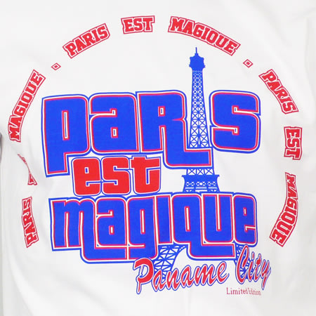 Paris est Magique - Tee Shirt Paris Est Magique Blanc Tour Eiffel Bleue