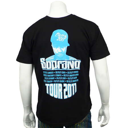 Tee Shirt Soprano Tour 2011 Noir Typo Bleu