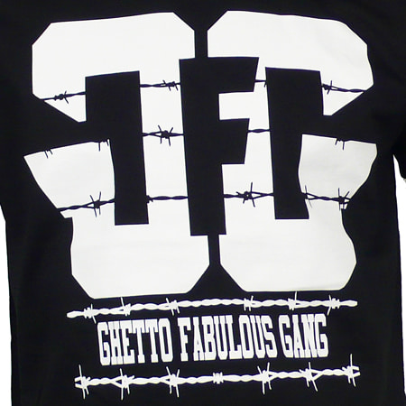 Ghetto Fabulous Gang - Tee Shirt Ghetto Fabulous Gang Barbele Noir Typo Blanc