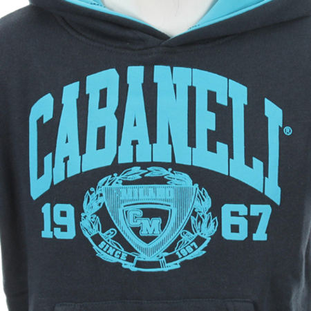 Cabaneli - Sweat Capuche Enfant Cabaneli SW08-3B Bleu Marine Typo Turquoise