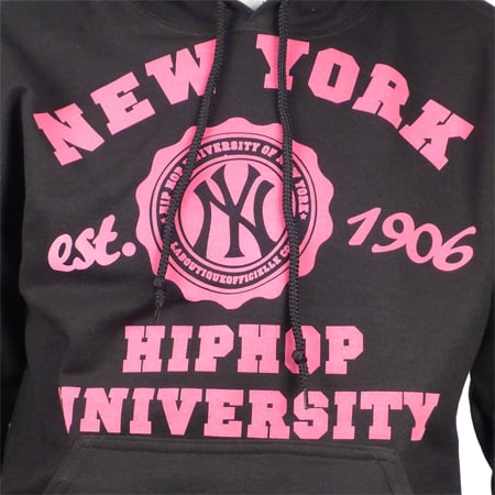 Hip Hop University - Sweat Capuche Hip Hop University New York noir logo rose