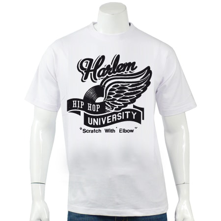 Hip Hop University - Tee Shirt Hip Hop University Harlem Blanc Logo Noir