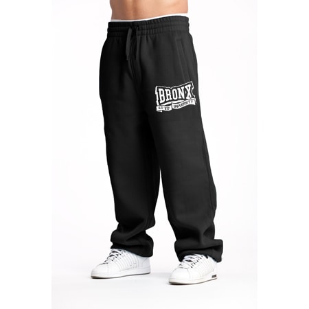 Hip Hop University - Pantalon de Jogging Hip Hop University Bronx Noir Logo Blanc