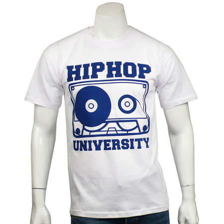 Hip Hop University - Tee Shirt Hip Hop University Blanc Tape Logo Bleu