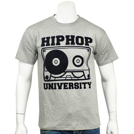 Hip Hop University - Tee Shirt Hip Hop University Gris Chine Tape Logo Noir