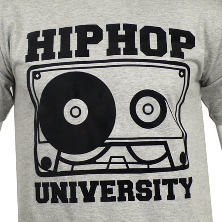 Hip Hop University - Tee Shirt Hip Hop University Gris Chine Tape Logo Noir