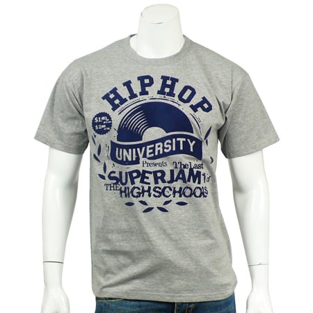 Hip Hop University - Tee Shirt Hip Hop University Gris Chine Superjam Logo Noir