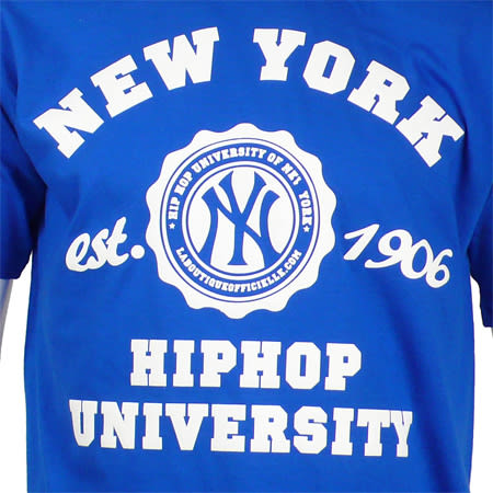 Hip Hop University - Tee Shirt Hip Hop University New York bleu logo blanc