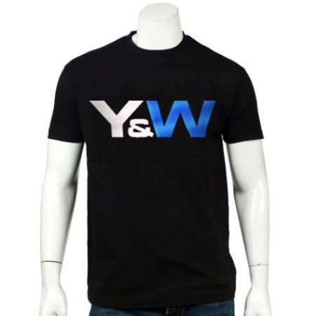 Y et W - Tee Shirt Y et W Noir Typo Bleu