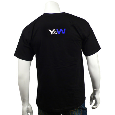 Y et W - Tee Shirt Y et W Noir Typo Bleu