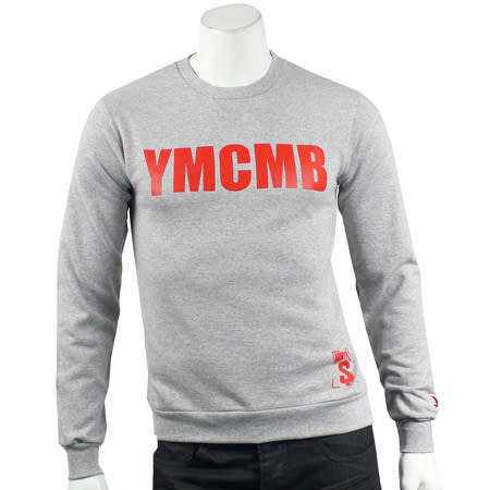 Classic Series - Sweat Col Rond YMCMB Gris Chine Typo Rouge