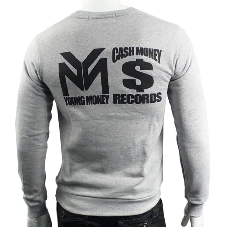 Classic Series - Sweat Col Rond YMCMB Gris Chine Typo Rouge