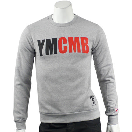 Classic Series - Sweat Col Rond YMCMB Gris Chine Typo Noir Rouge