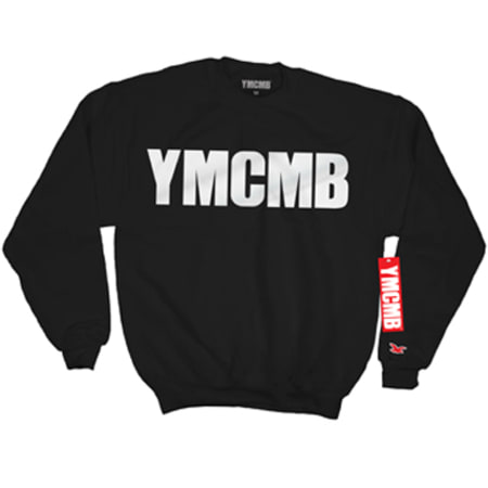 YMCMB - Sweat Col Rond YMCMB Logo Classic Noir Typo Blanc
